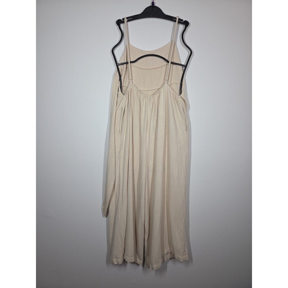 Anrabess Linen Blend Tie Back Jumpsuit Romper Wide leg Cream sz LARGE EUC - Picture 5 of 12